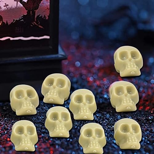Miniatura 6 de CCINEE 100 piezas de mini cabezas de calavera de Halloween, figuras en miniatura, cabezas de calaveras, ornamets, decoraciones de Halloween de