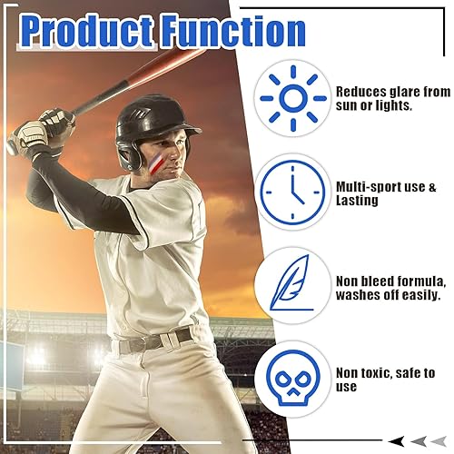 Miniatura 4 de 3 piezas de pintura facial de ojos rojos, blancos y azules, mezclable, segura, reducción de deslumbramiento, pintura facial de fútbol para