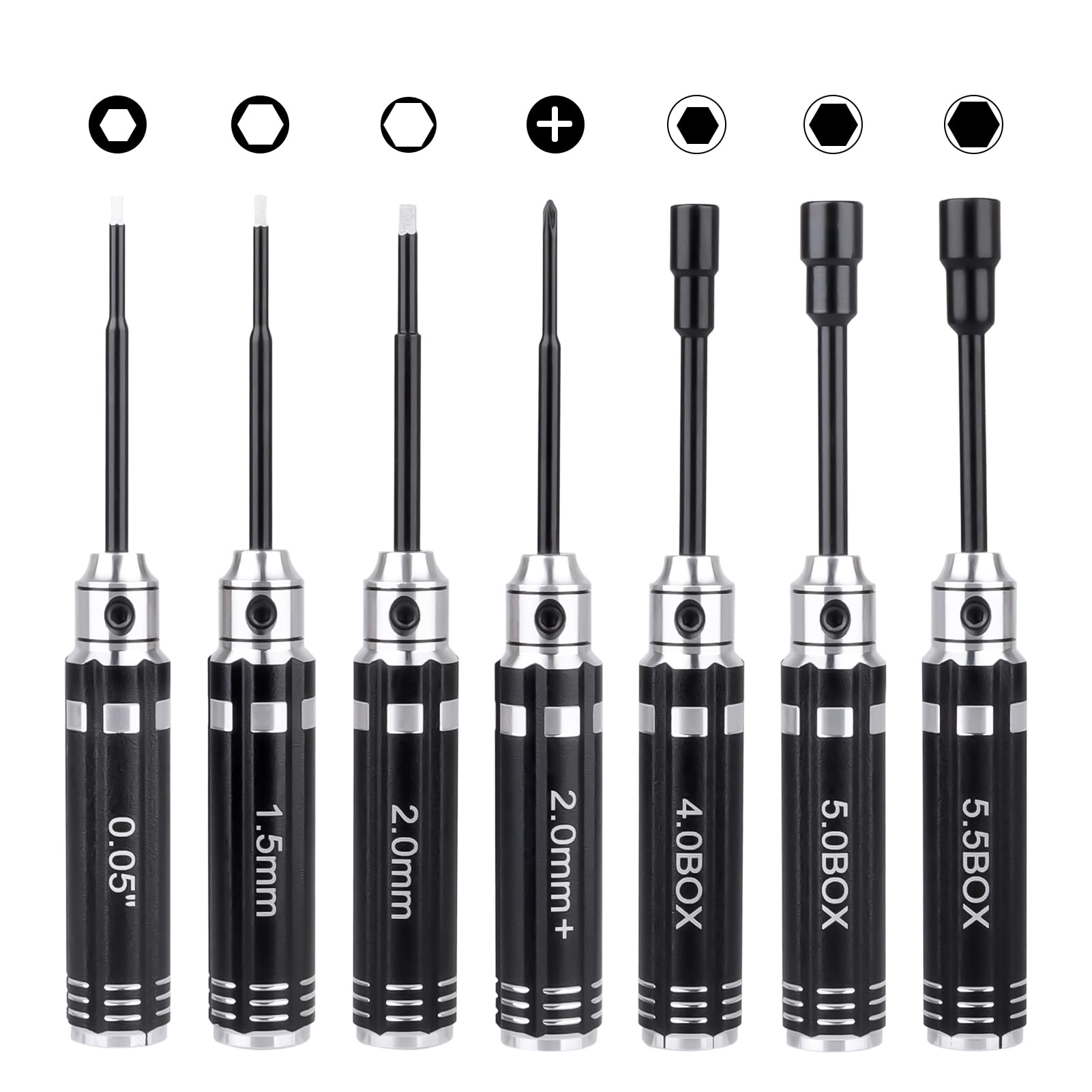 HobbyPark Mini RC Car Tools Hex Driver Set Screwdriver for TRX4M TRX4MT Axial SCX24 FCX24 FCX18 1/24 1/18 1/16 Scale Crawler Truck Buggy Rally (7-Pack)