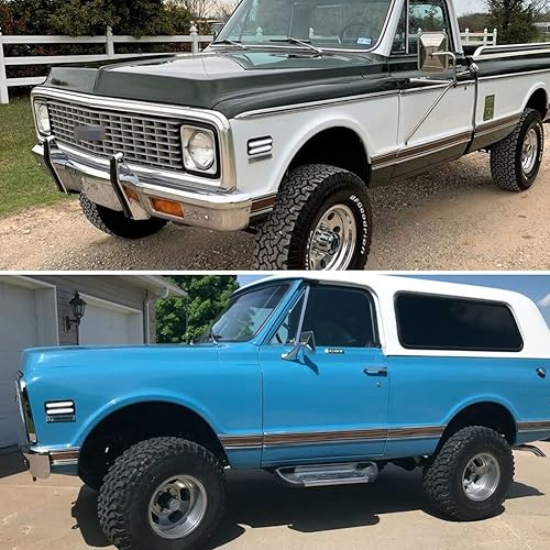 Miniatura 5 de Tonsya Para camionetas Chevy GMC 1968 1969 1970 1971 1972 con parachoques delantero lateral luces LED ahumadas blancas