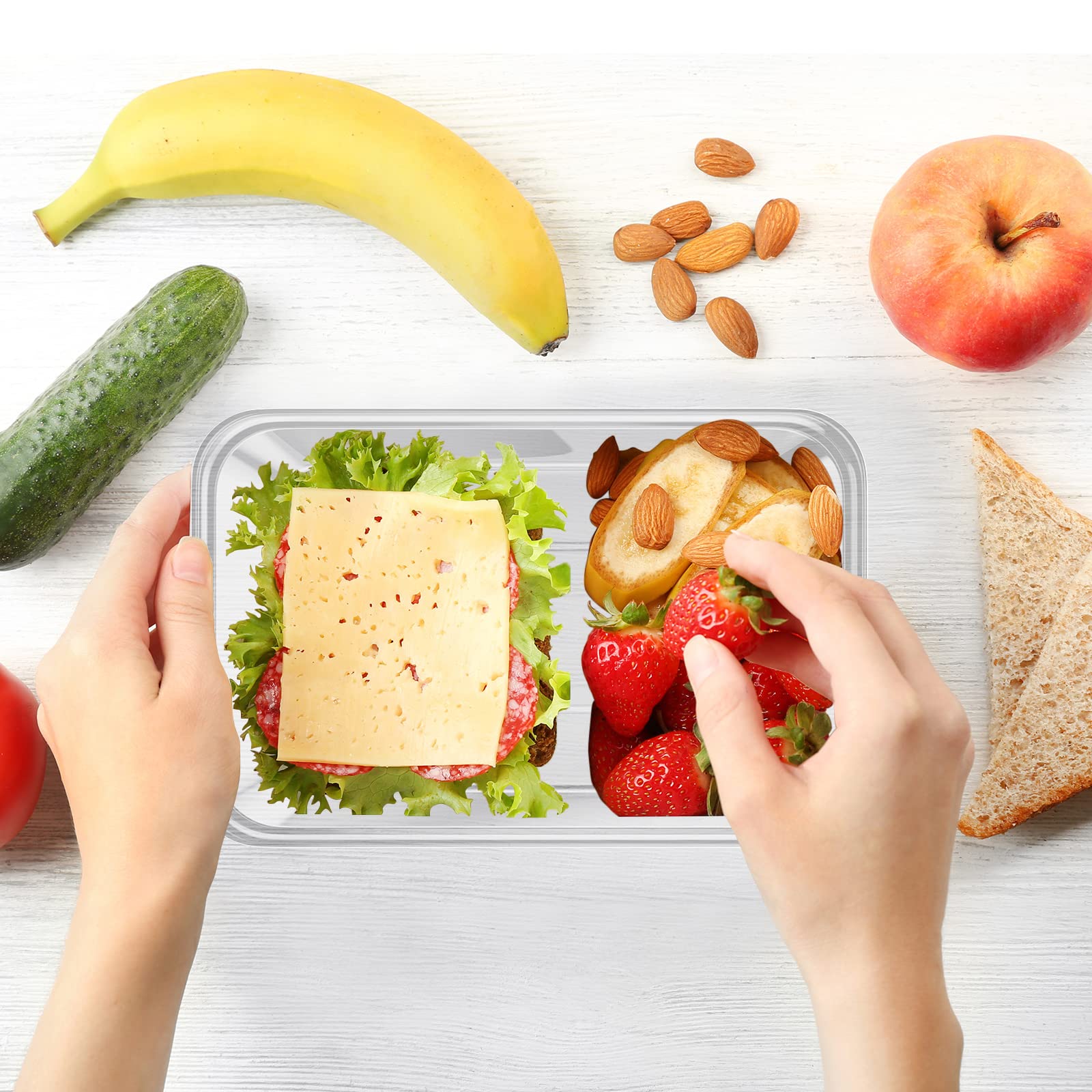 Sawysine 100-Pack 22 Oz Plastic Meal Prep Containers - Microwavable, Freezer Safe, Stackable Disposable Lunch Boxes - View #5