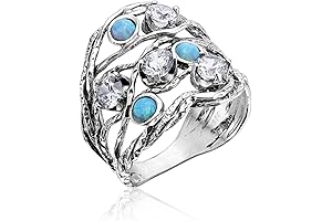 Jean Rachel's 925 Sterling Silver Ring with Opals and Cubic Zirconia