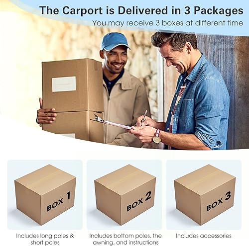 Miniatura 5 de Tangkula Cochera resistente de 10 x 20 pies, garaje portátil al aire libre con vigas triangulares reforzadas, marco de acero galvanizado, toldo de