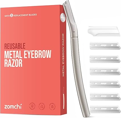 Eyebrow Razor, Face Razors for Women&Men, Eyebrow Trimmer Shaper with Precision Cover, Facial Shaver with 6 Blades (Silver)
