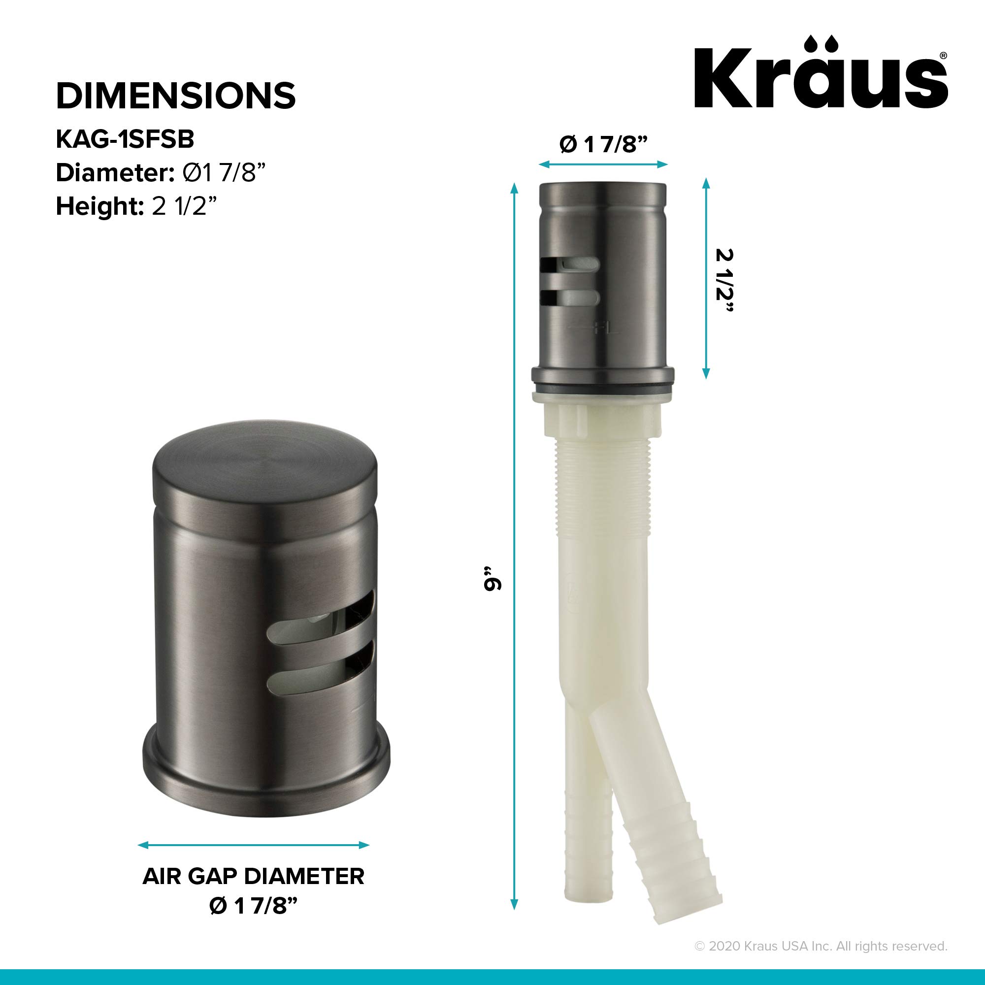 Kraus Dishwasher Air Gap, Brass, Spot Free Black Stainless, Flat Top - Image 3