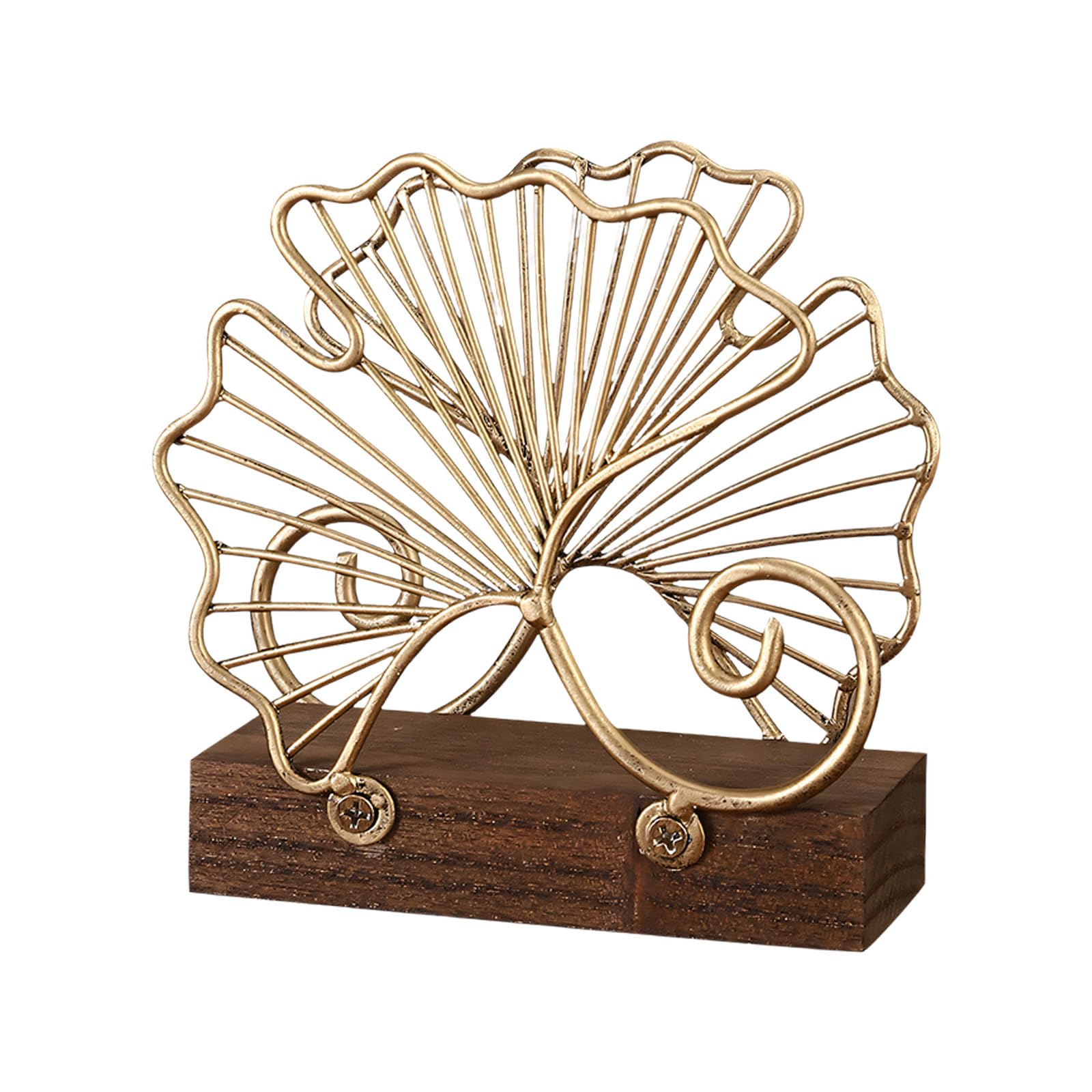 Cazstyk Multicolor Metal Tissue Paper Stand Space Saving Simple Leaves Shape Napkin Holder Wood Bottom Home Decoration Tissue Rack Wood Bottom