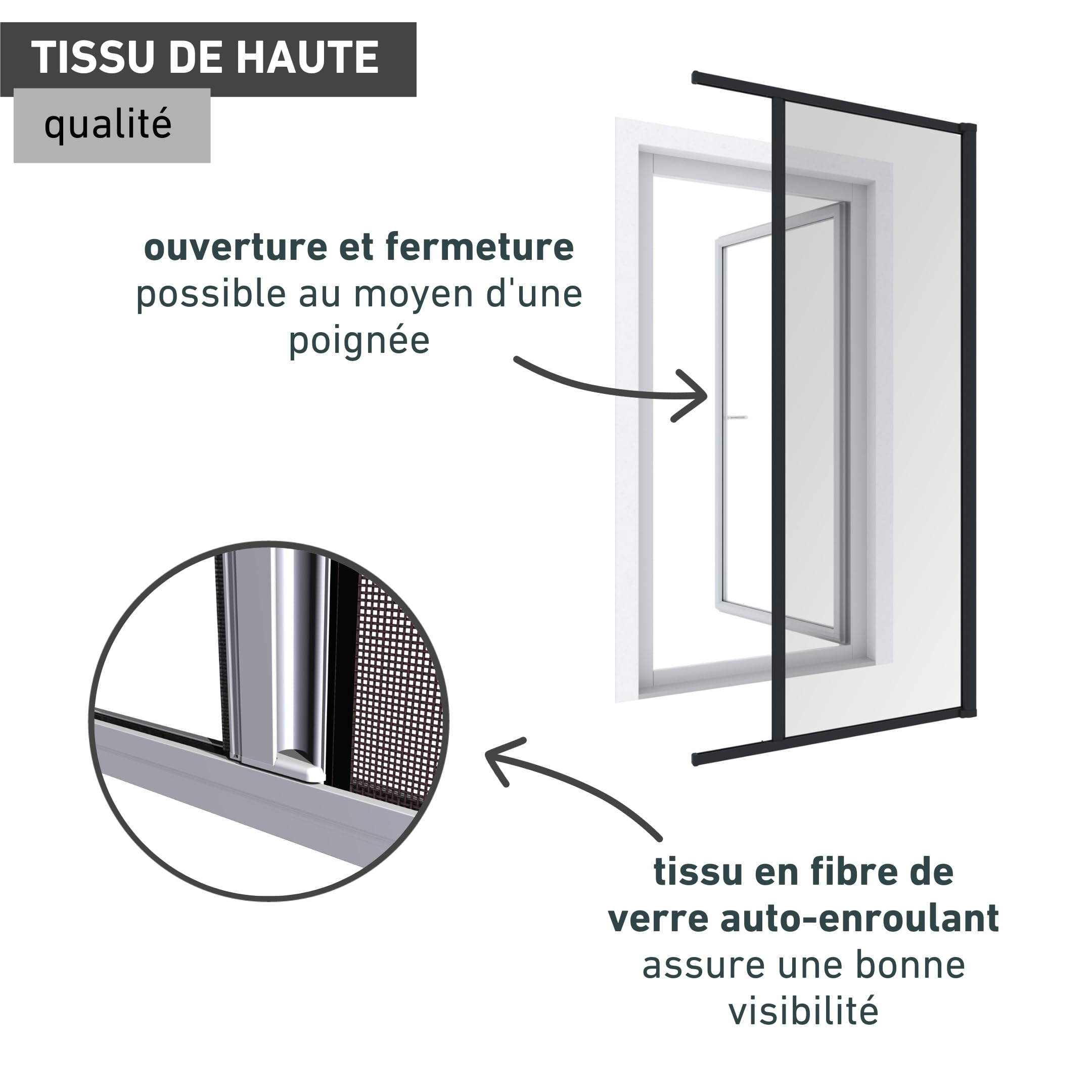 Windhager Moustiquaire Store Enrouleur pour Portes, individuellement découpable, 225 x 160 cm, anthracite, 03895