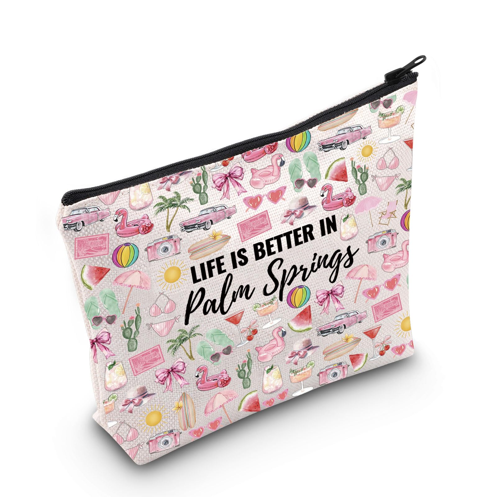 JTOUK Palm Springs Gifts for Women Palm Springs Party Gift Life is Better in Palm Springs Travel Gift Makeup Bag (in Palm Springs Bag EU)