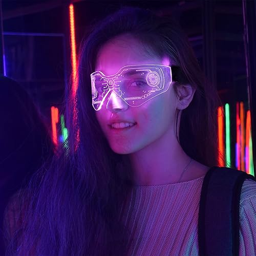 Miniatura 3 de SAFEBAO Lentes de visera LED para adultos con 7 colores y 4 modos de luz recargables, perfectos para festivales, fiestas, regalos, bailes,