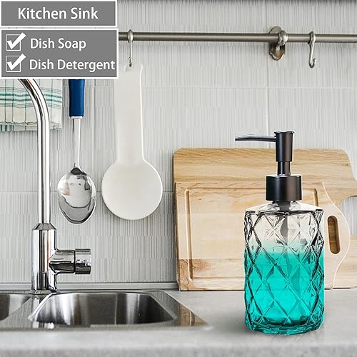 Miniatura 4 de Dispensador de jabón de vidrio con bomba negra, juego de dispensador de jabón de baño (paquete de 2, 11 onzas), botellas gruesas de alta calidad,