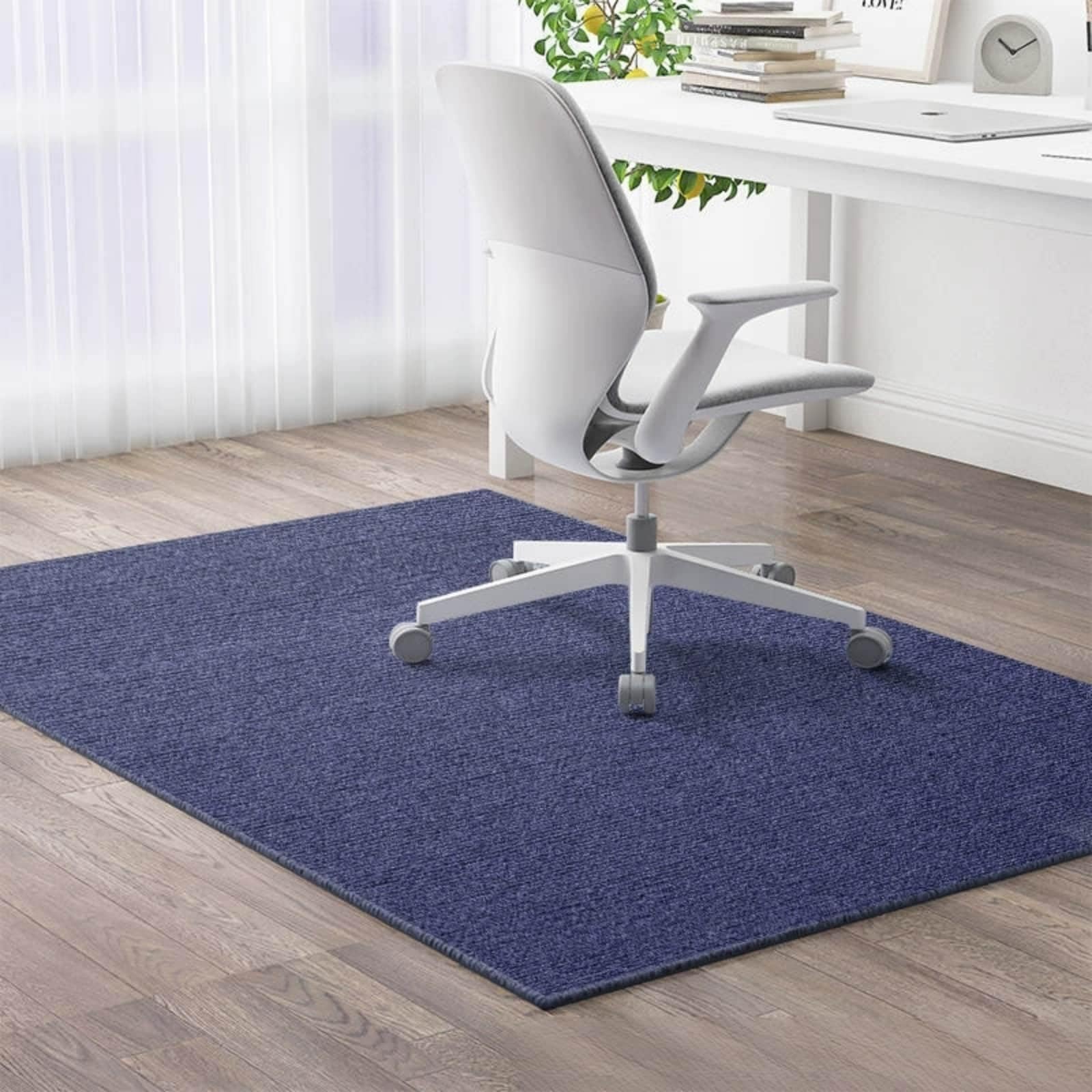 Surwin Floor Mat for Office Chair, Hardwood Floor Mat Anti-Scratch Anti-Slip Office Chair Matt Rug Thickness 6mm Under Desk Carpet Protector Multi-Purpose Under Desk Rug (Dark Blue,60x120cm)