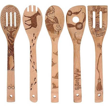 Amazon Com Burned Wooden Utensils Cooking Set Organic Bamboo Slotted Spoons Turners Carved Spatulas For Cookware Kitchen Gadgets Kitchen Dining