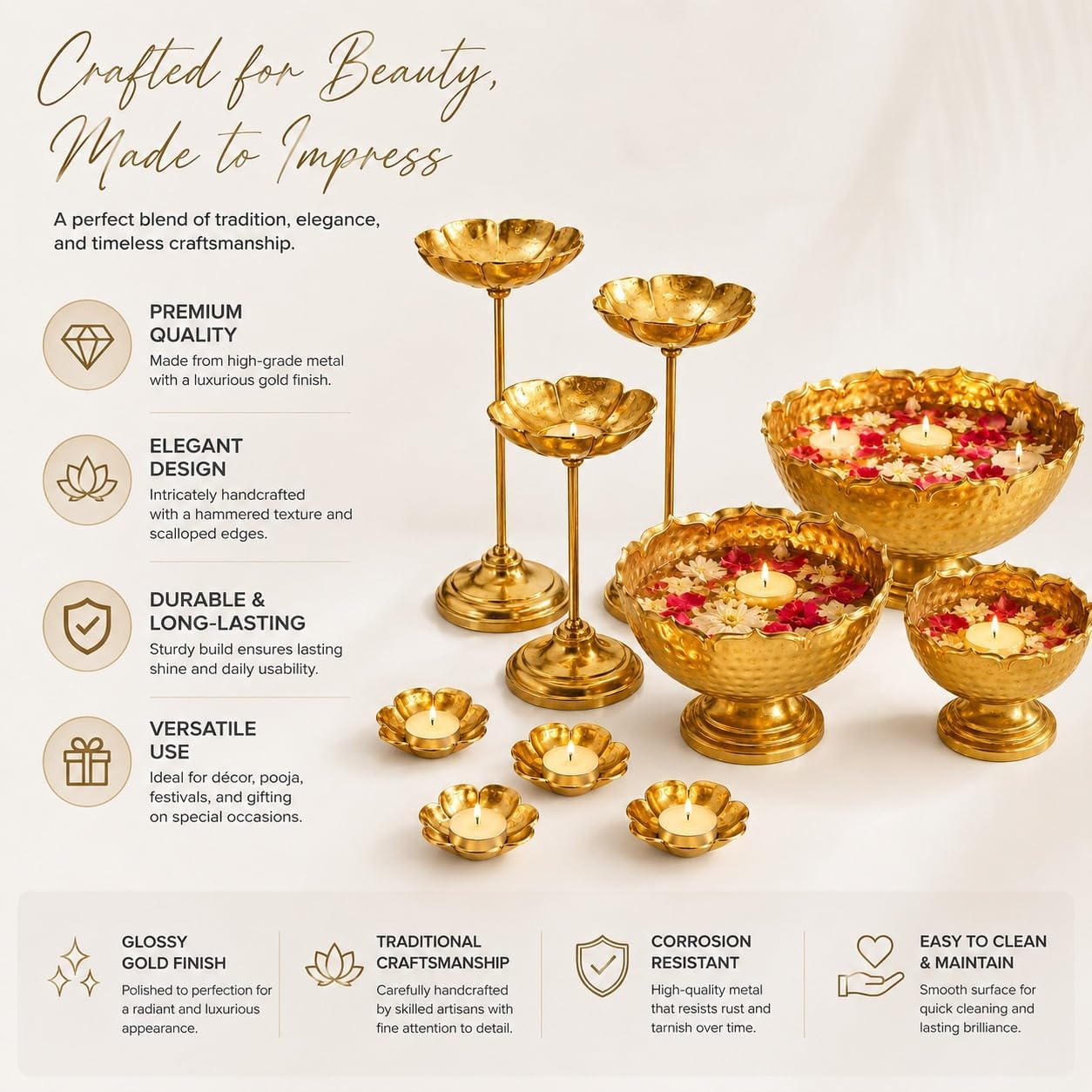 Taj Urli Bowl Set - Handmade Decorative Bowls -3 Taj Urli Bowl Set - Handmade Decorative Bowls -3