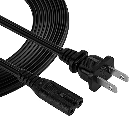 Miniatura 5 de Cable de alimentación de 2 pies (paquete de 2), cable de alimentación de CA, 18AWG, 7A, 125V, 2 clavijas de repuesto de cable de alimentación de TV,