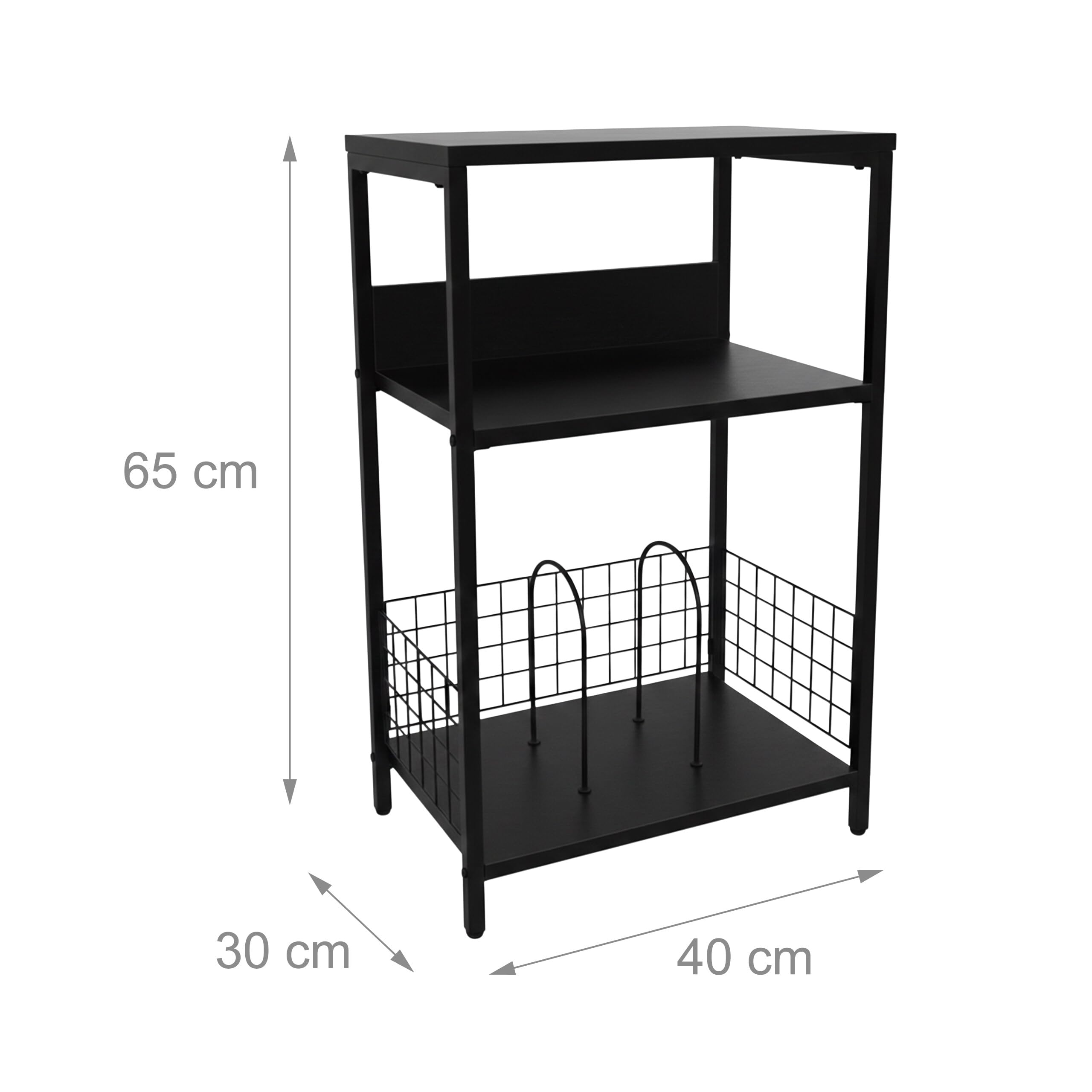 Relaxdays Table pour Platine Vinyle 3 Niveaux, MDF/Fer, 65x40x30 cm, Noir