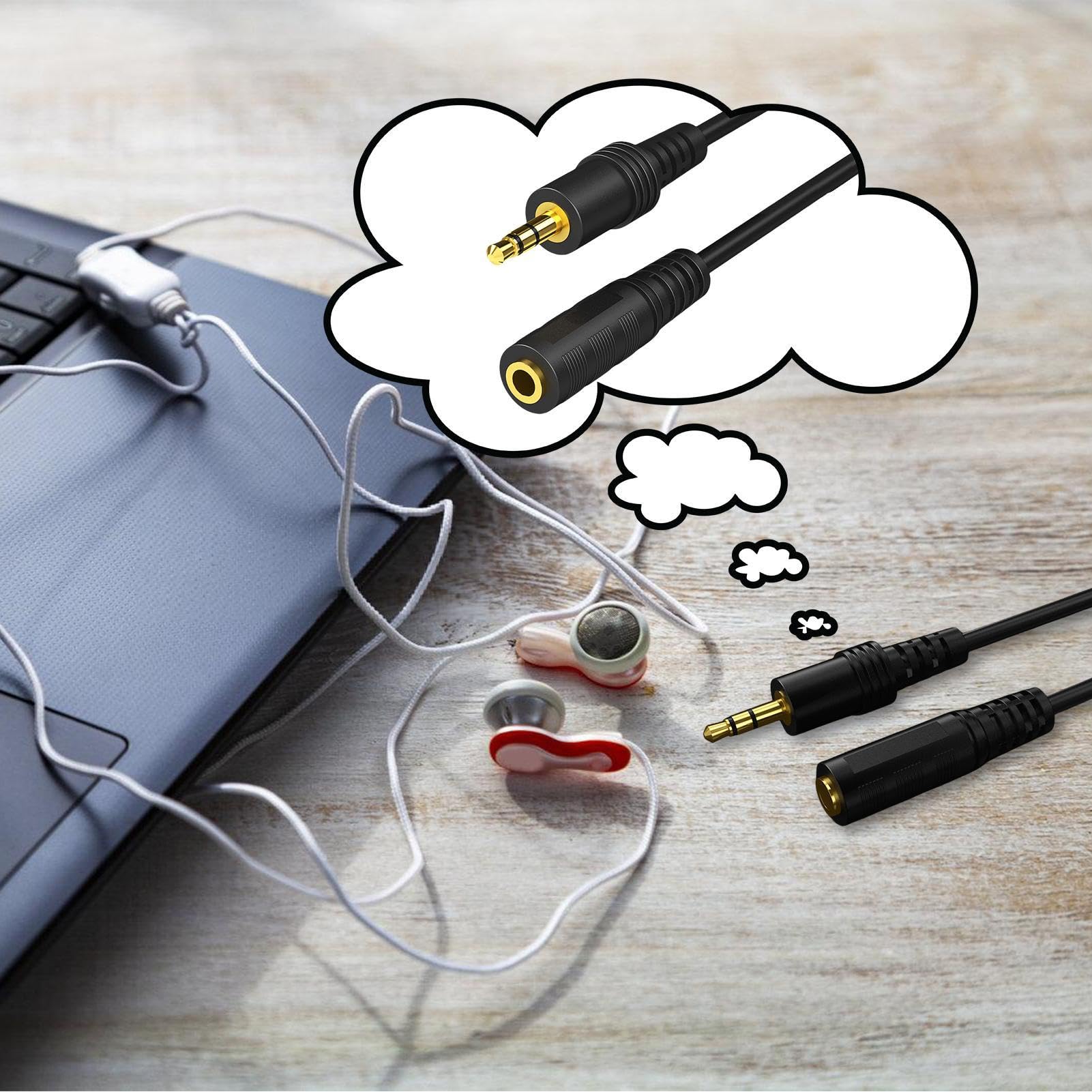 Cavo prolunga per cuffie, prolunga jack per cuffie, Cavo prolunga per | cuffie da maschio a femmina, Prolunga cavo Aux, prolunga per cuffie stereo con audio Hi-Fi da 4,92 piedi per smartphone audio