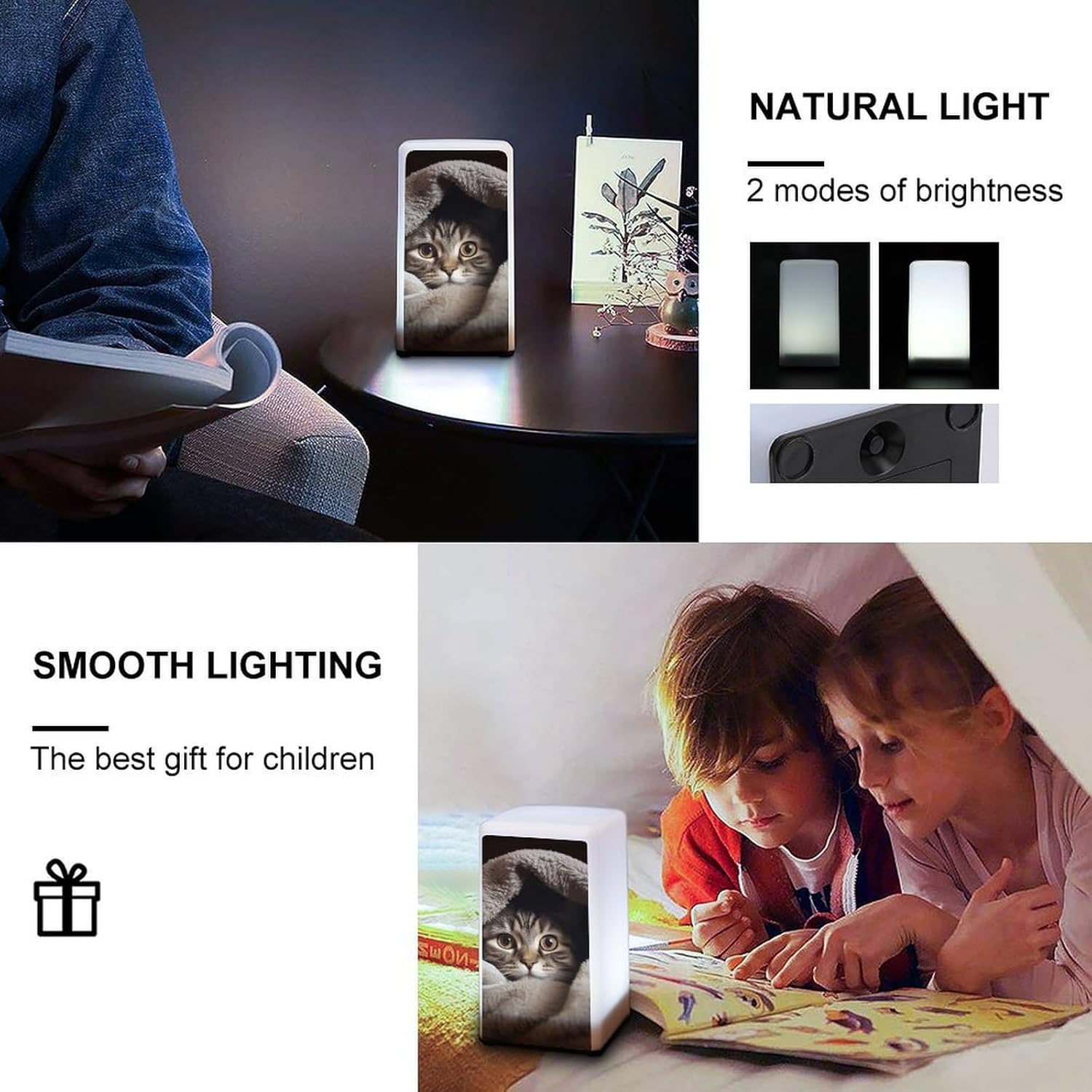 Desk Lamp for Office Home Dimmable Small Desk Lamp Cat Under Blanket Battery Operated Lamp for Reading Study Work