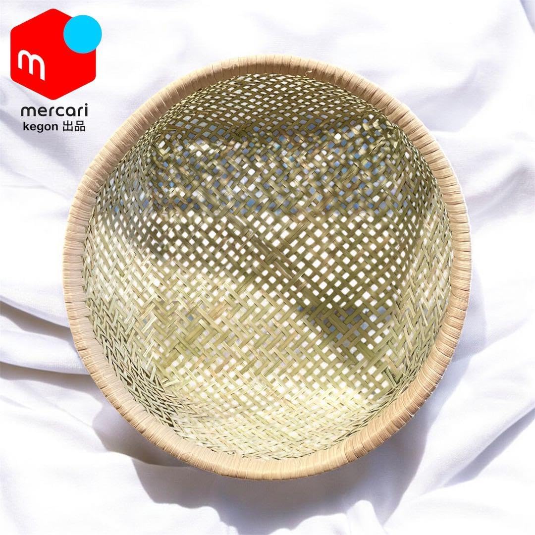 新着新品】鳥越竹細工 すず竹 灰通し（透かし編丸かご）特大＋大 セット