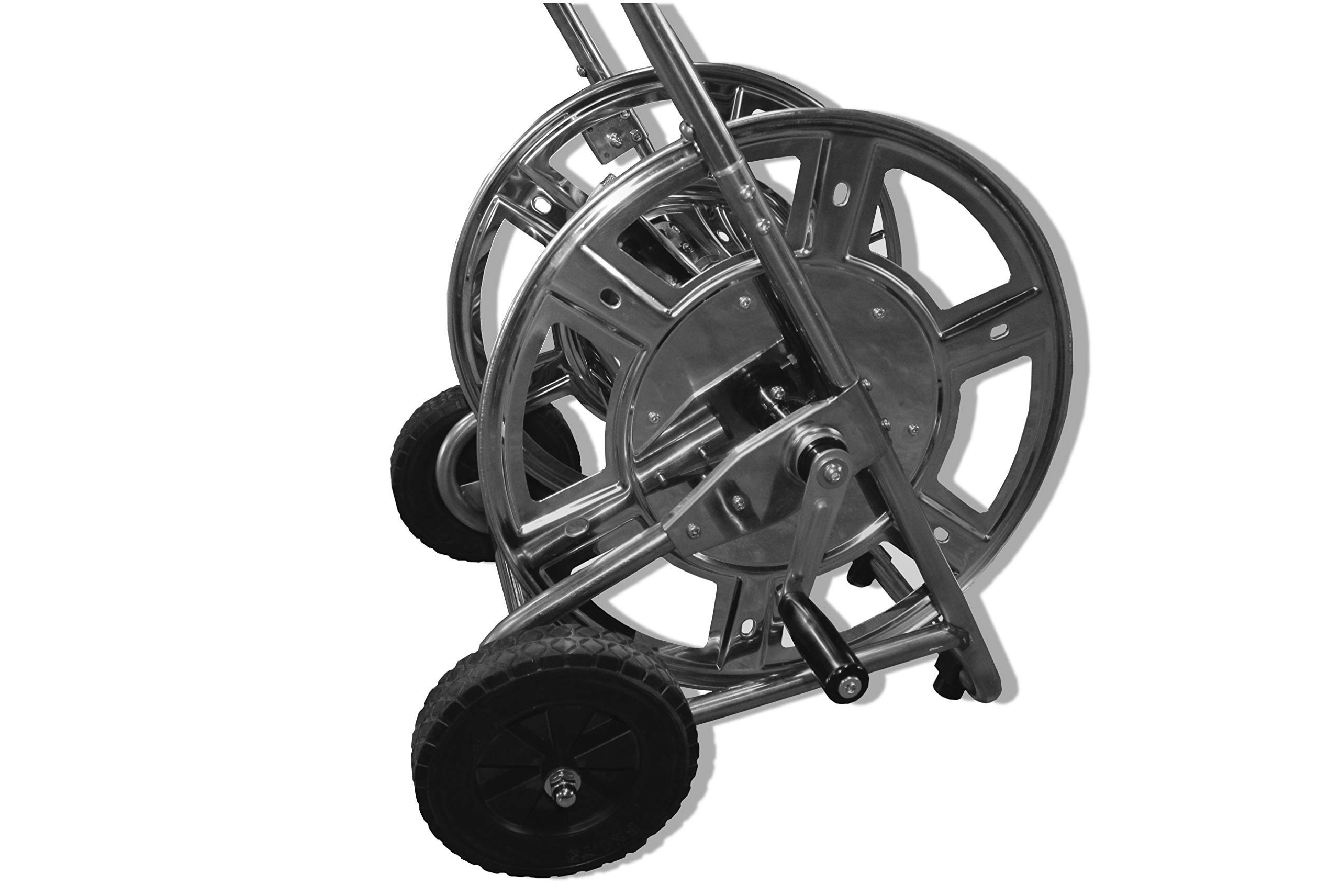 Caleido-Concept Wózek do węża węża ogrodowego GS 50 INOX stal szlachetna metal srebrny ½ do ¾, 80 do 50 metrów