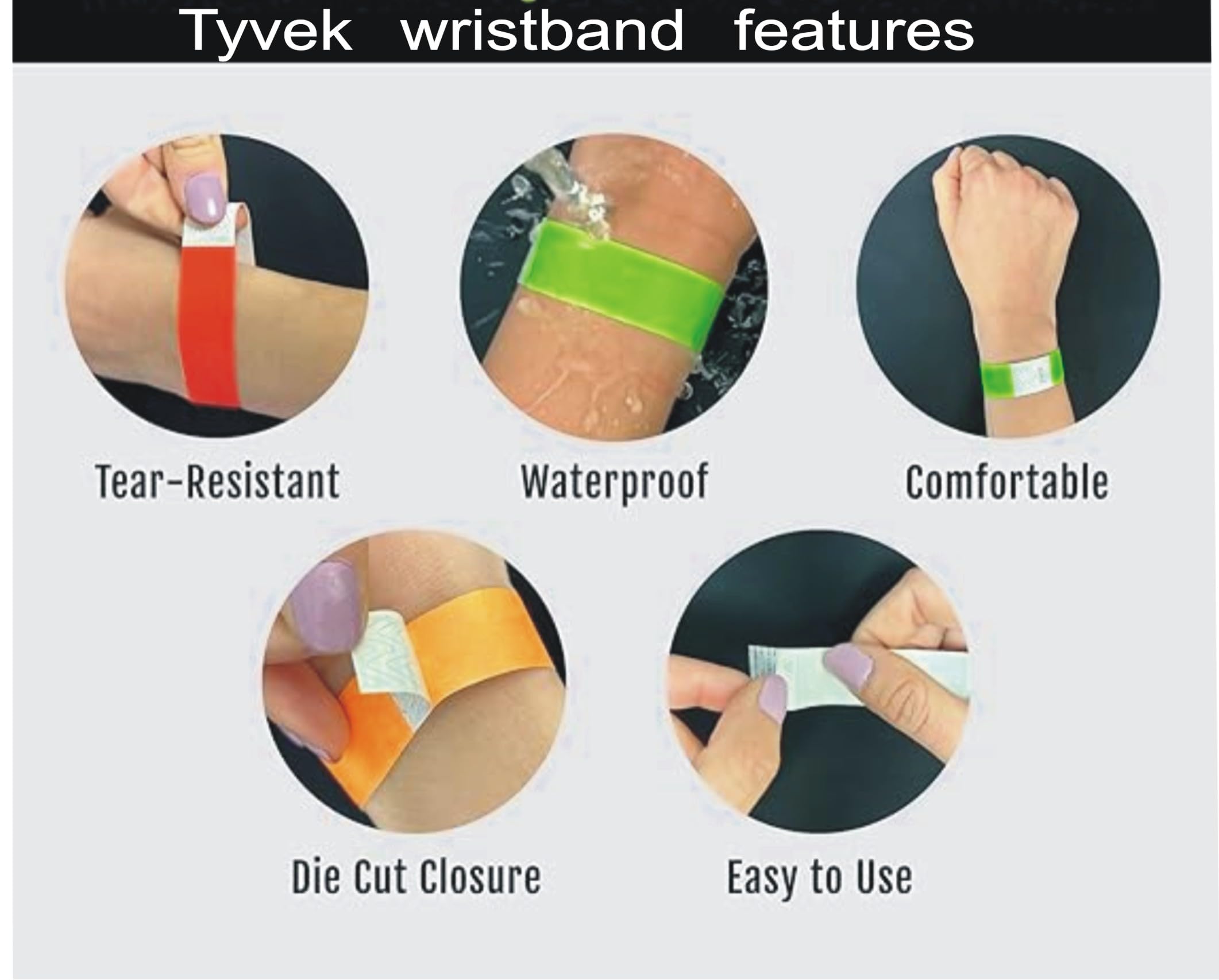 Decowall - Tyvek Paper Wristband for Events, Concerts, Parties (Yellow) Color (Pack of 100) 4