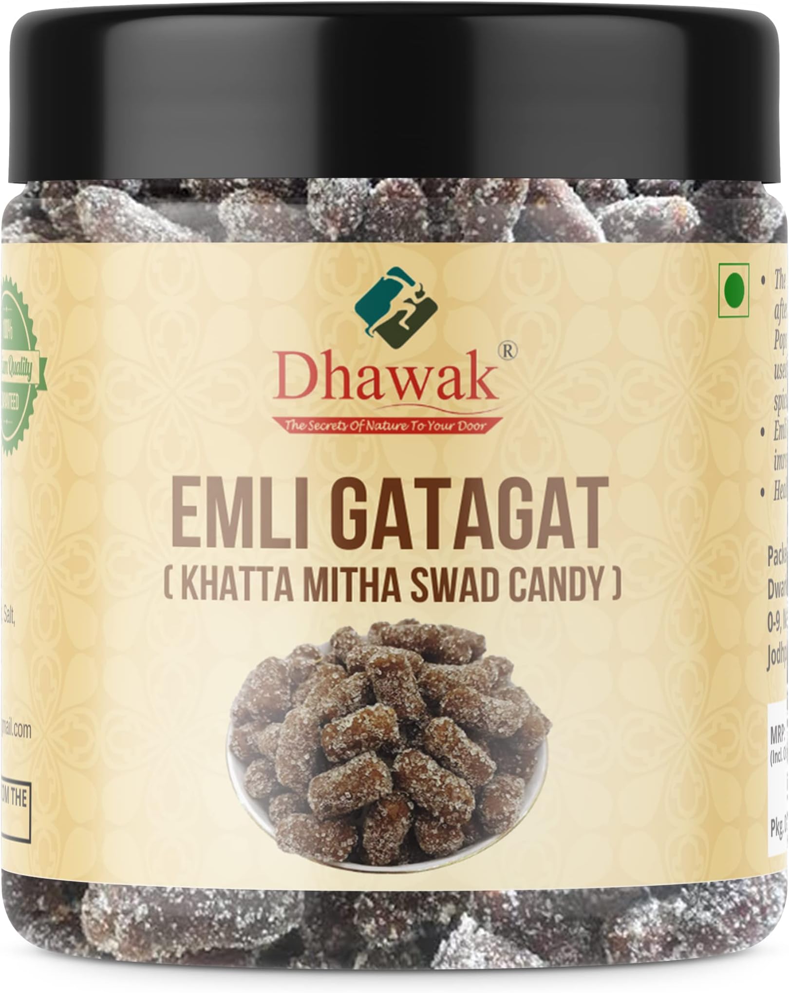 DHAWAK Imli Gatagat Candy | Tamarind Emly Gatagat Candy 400 Gms. | Khatta Meetha Chulbuli Imli [Jar Pack] - Tamarind