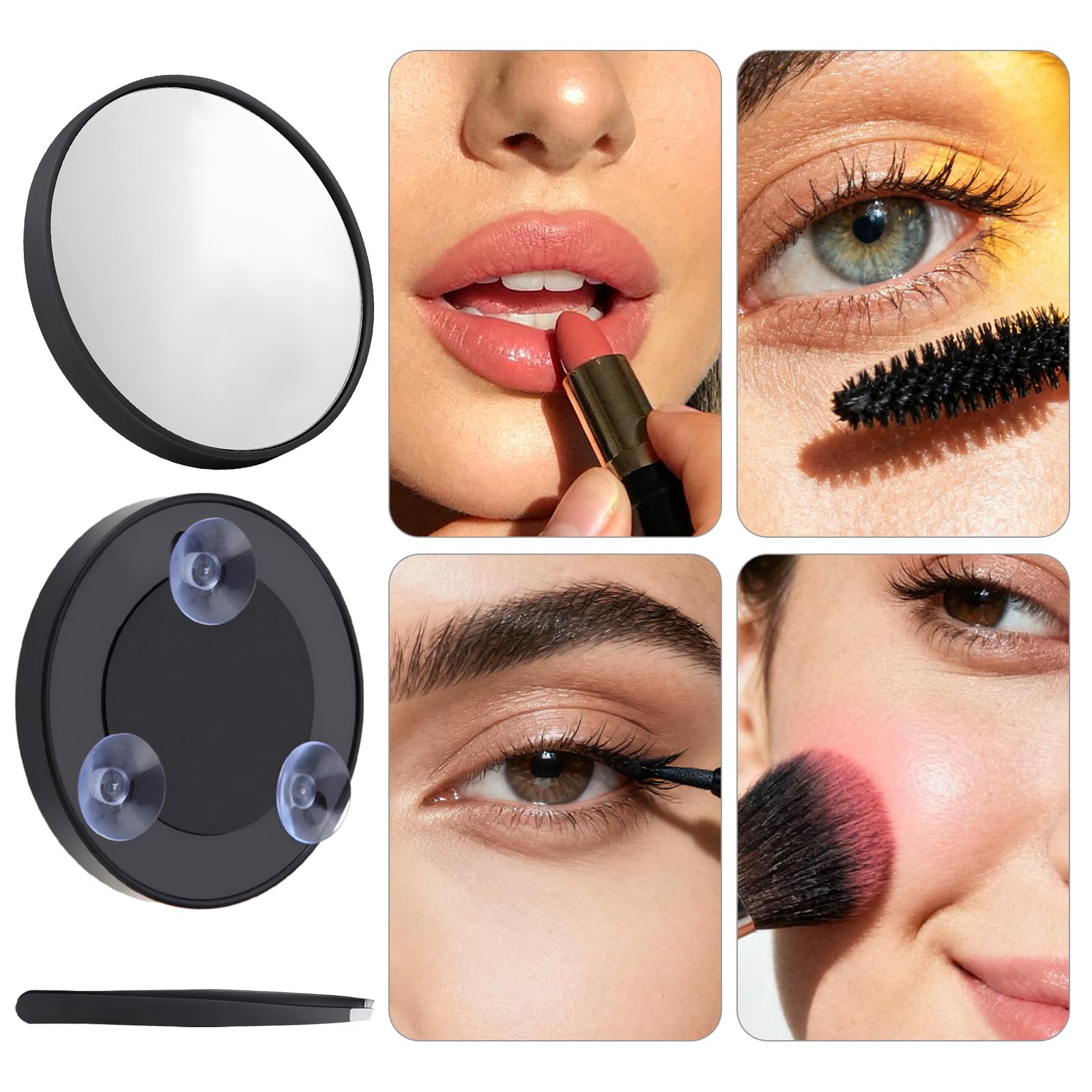 Rtyuio 30x Magnifying Mirror with Extra Strong Suction Cups & Precision Tweezers, Shatterproof Glass for Eyebrows Makeup - Image 2