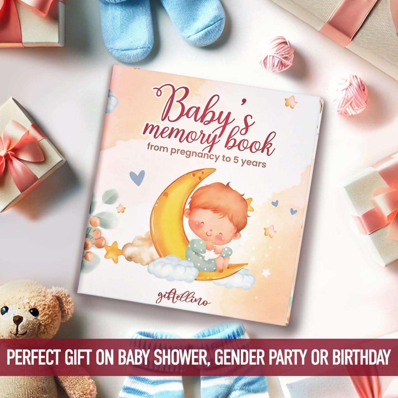 Baby Journal Memory Book for First Year - Baby Childhood Album for Photos and Notes - Newborn Notebook for Girl or Boy - Keepsake Diary from Pregnancy to Five Years - Gender Neutral
