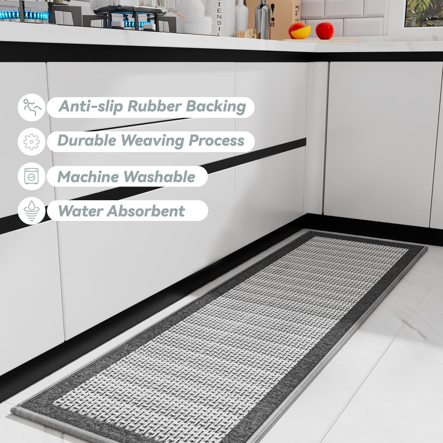 SIXHOME Alfombrillas de Cocina Antideslizantes Lavables Modernas absorbentes y Resistentes a Las Manchas Tapetes y Tapetes Modernos(Gris,40 * 60+40 * 120cm)