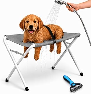 Foldable Pet Bathing Stand, Portable Dog Grooming Table for Small & Medium Cats & Dogs Nail Trimming, Dog Bath Holder，Gray