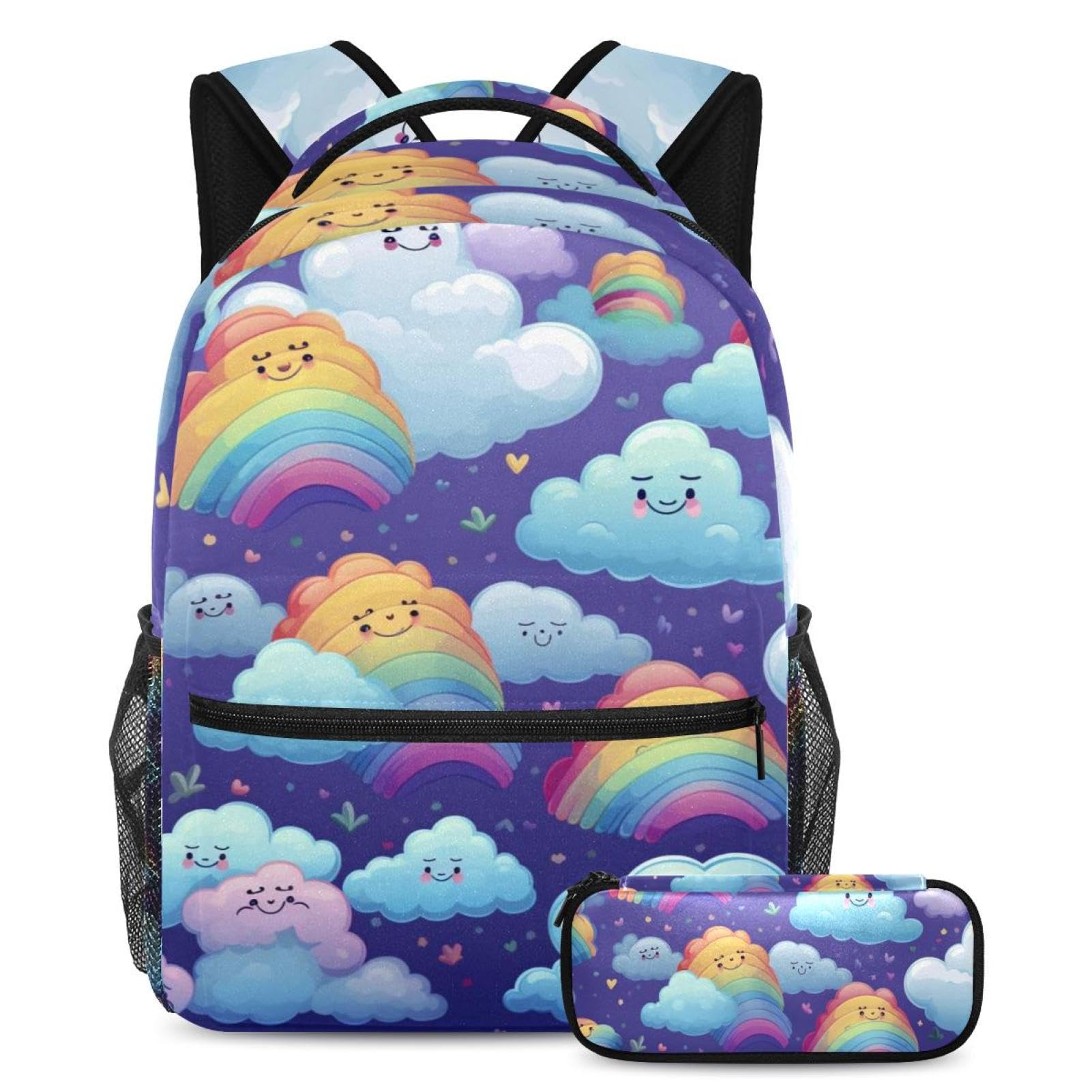 Sacs à dos de jour tendances Nuages colorés ensemble scolaire 2 pièces