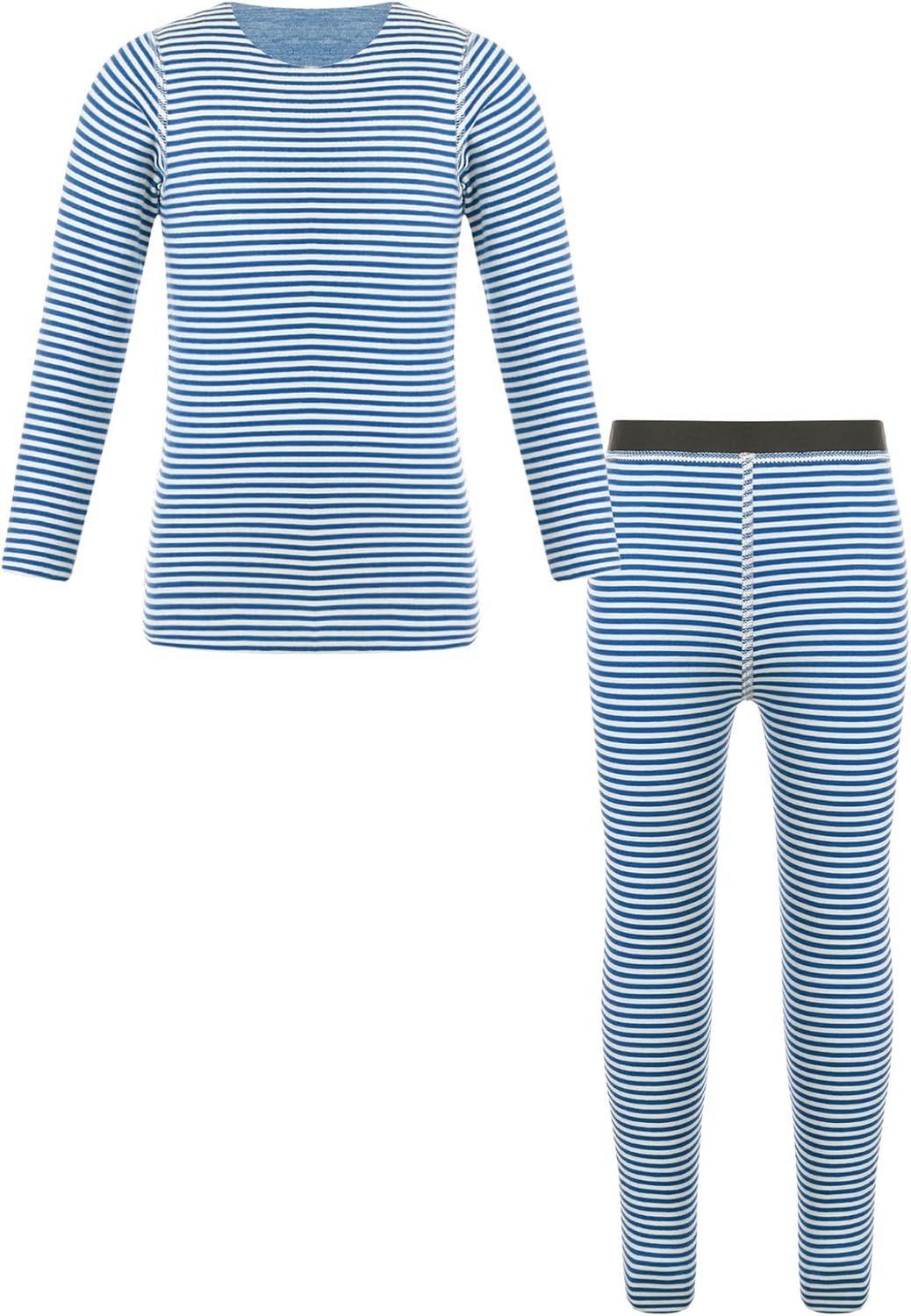 TTAO Girls Boys Base Layer Thermal Underwear Set Long Johns Set Warm Stripe Shirt with Leggings Thermal Suit
