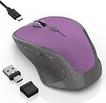 Wireless Bluetooth Mouse for iPad Pro MacBook Air PC, 2.4G Ergonomic Rechargeable Computer Mouse with Jiggler Mode, 3 DPI Levels & Forward/Back Buttons Laptop Mice for Office/Home/School - Red