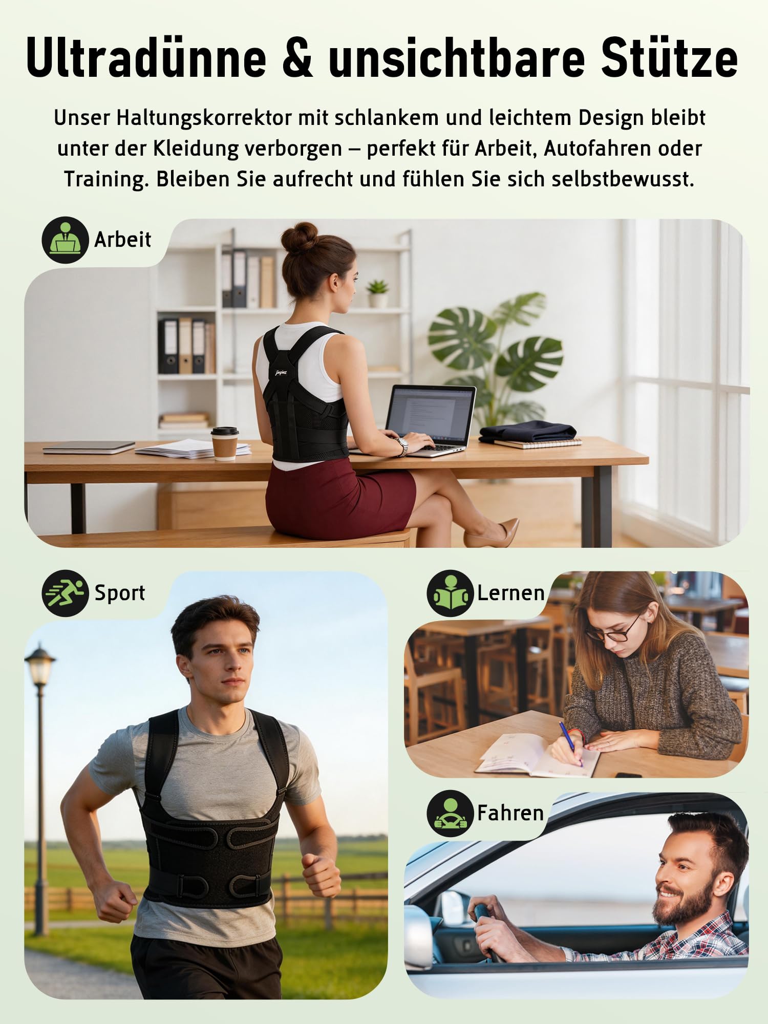 Rückenstützgürtel Rücken Geradehalter Haltungskorrektur Damen: Verstellbare Haltungstrainer Rücken Herren - Back Support Corrector für Schulter Nacken Gerader Rücken Geradehalter Frauen Männer - M