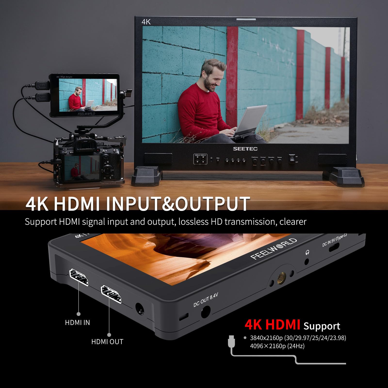 FEELWORLD 5.5 Pollice 1600Nit Camera Field Monitor Ultra Luminoso 4K HDMI Video Monitor Touch Screen DSLR Monitor F970 Installazione Esterna F5PROX