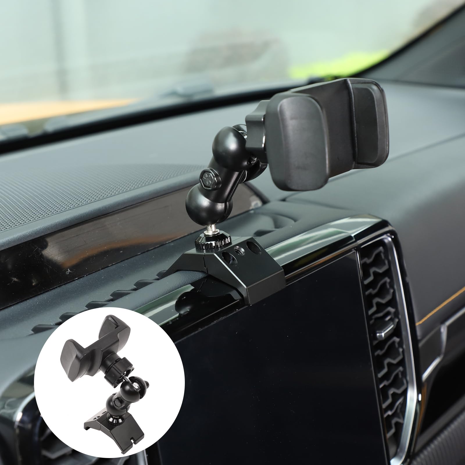 Handyhalterung für Ford Ranger ab 2023, Spezieller Peanut-Socket Clip für Lüftungsdichtung, Navigationsbildschirm Obere Befestigung, 1-Form/B-Design, Magnetisch, Keine Blockierung der Lüftung (A)