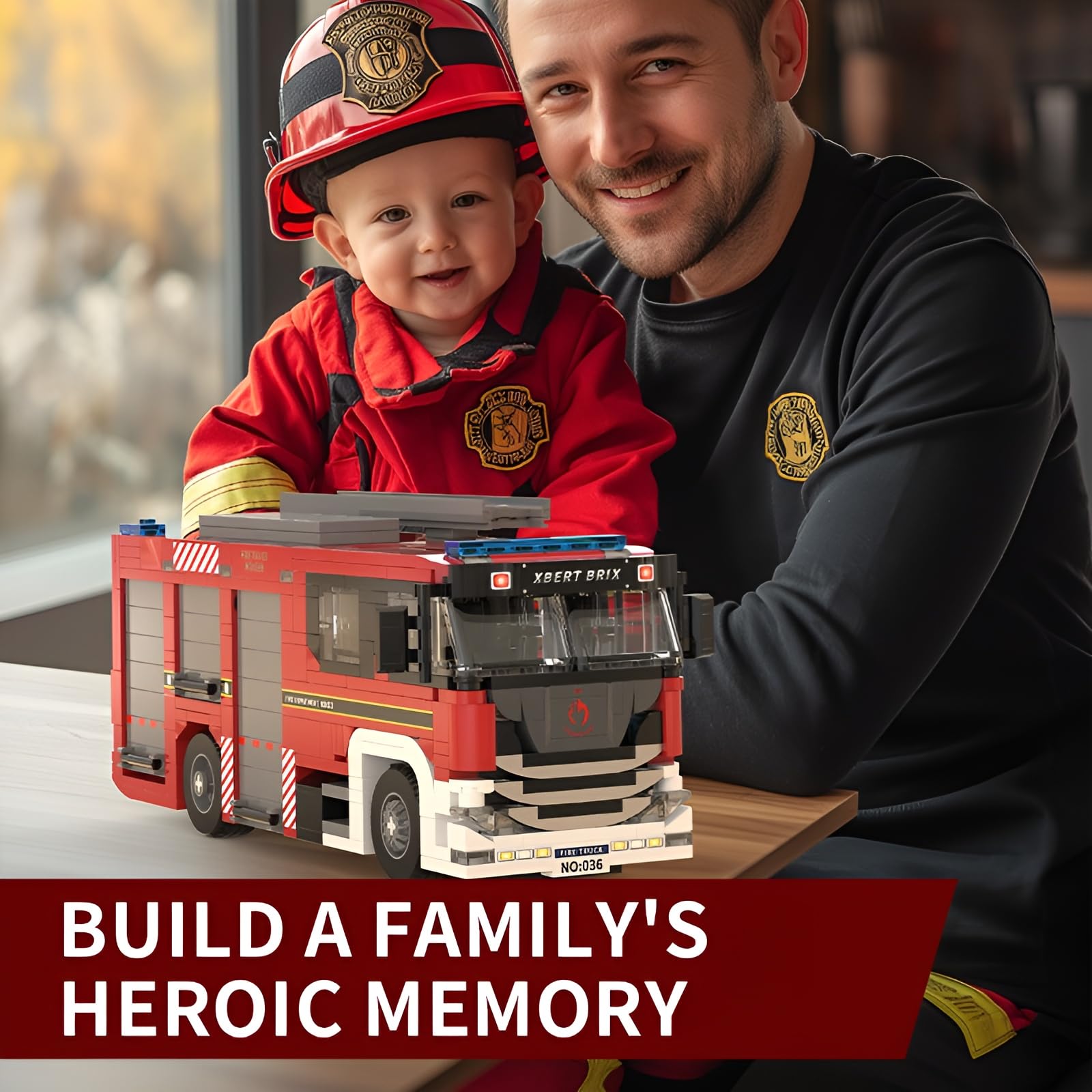 DrmBeyd City Ladder Fire Truck Building Blocks Set, Firetruck Bricks Collectible Fire Engine Building Kit Model - Image 2