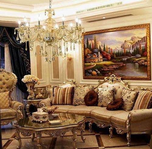 Miniatura 7 de Cognac K9 - Lámpara de araña de cristal con 10 luces, luces de techo de cristal modernas, lámparas colgantes de cristal E12 para el hogar, tienda,