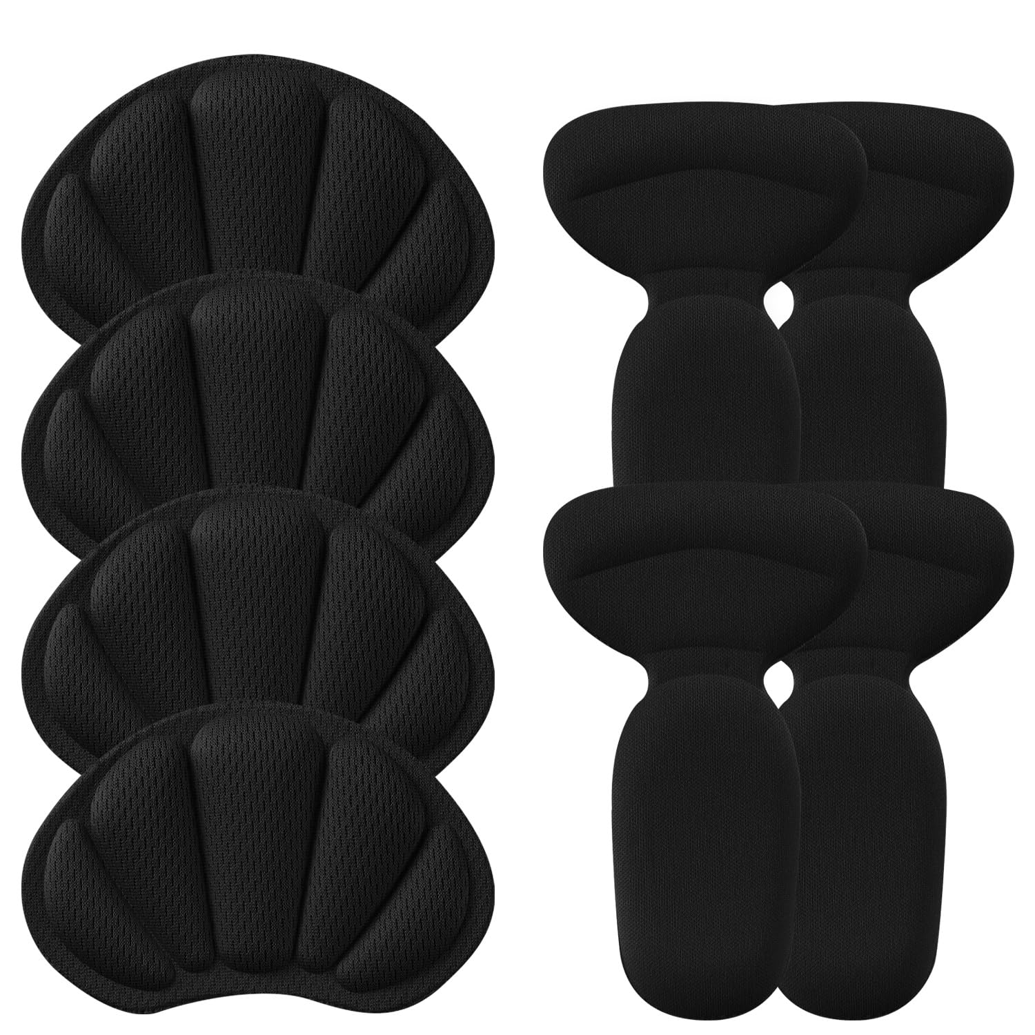 SUMBLIMEAdhesive Heel Cushion Pads for Loose Shoes, Too Big Boots, Back of Heel Grips Inserts for Women Men, Heel Guards Liners for Improving Shoe Fit, 4pcs-Black+4pcs-Black
