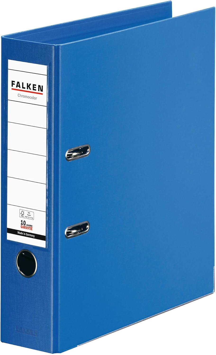Original Falken Chromocolor Premium Lever Arch Files Made in Germany Plastic Cover Exterior and Inside 8 cm Wide DIN A4 Blue Ring Binder File Letter Folder Office Folder Plastic Folder