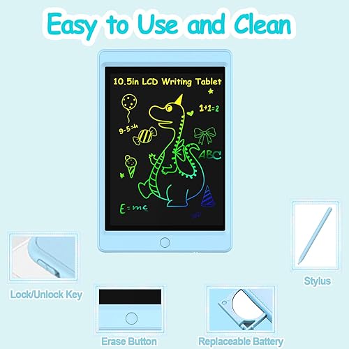 Miniatura 6 de Tableta de escritura LCD para niños, tableta de dibujo electrónico de 10.5 pulgadas, almohadilla de dibujo reutilizable, tablero de dibujo colorido,