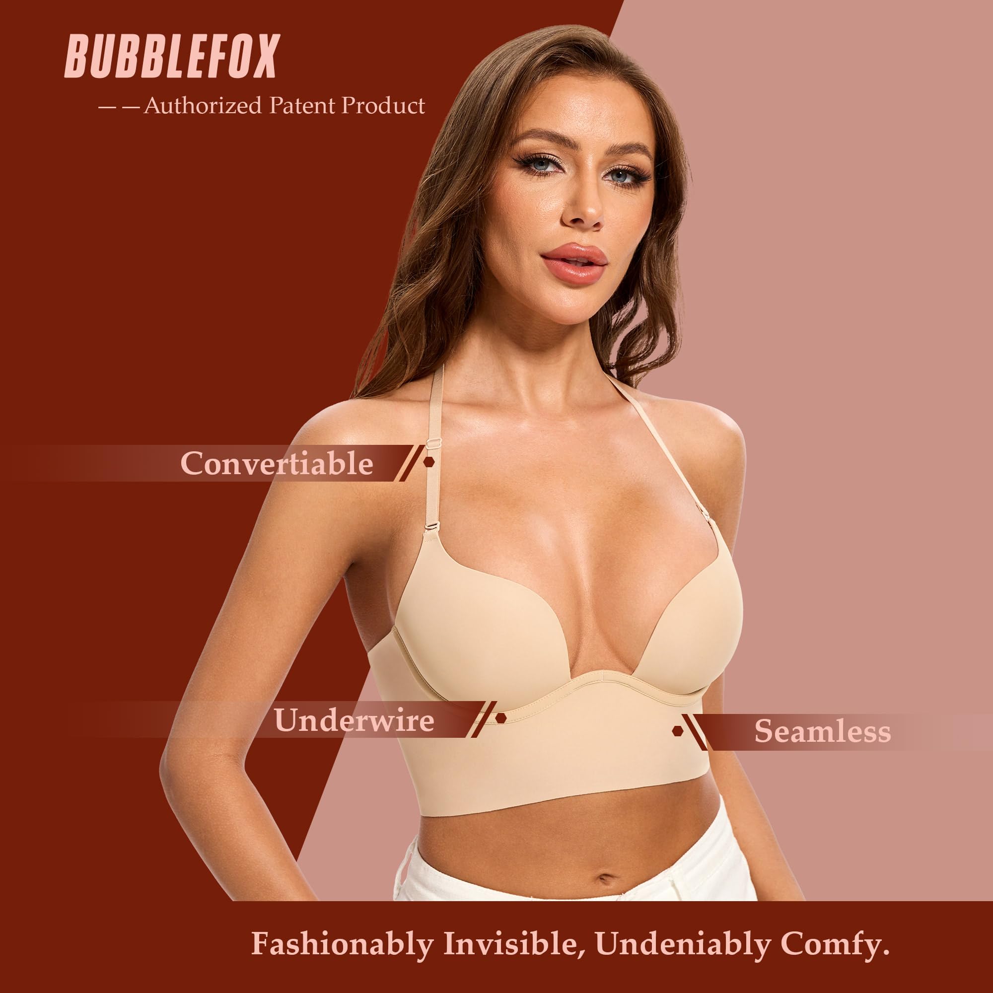 Soutien Gorge Dos Nu -Soutien Gorge Dos Transparent-Soutien Gorge Invisible Multiples et Convertibles Coutures à Léger Rembourrage