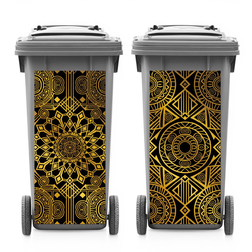 ANATTASOUL 2 Sheets Spring Wheelie Bin Stickers Abstract Textures Waterproof Dustbin Covers Decor, 14.9"x 32.2" Adhesive Large Funny Decal for Bins, Fridge, Wall, Garden Outdoor, Indoor Decoration
