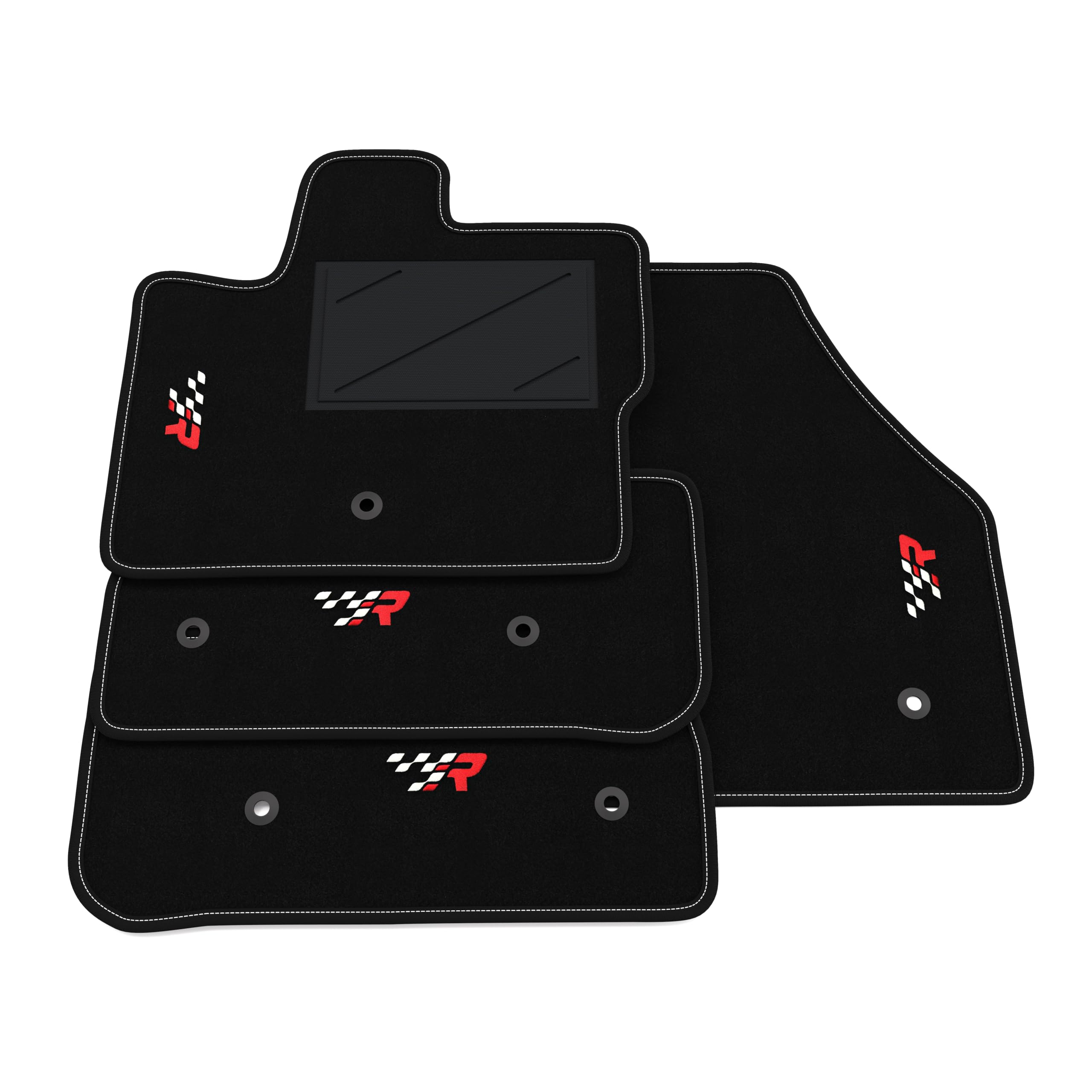 Set de Tapis de Voiture compatibles avec Land Rover Freelander 2013-2016 | Tapis sur Mesure en Moquette, Broderie R Racing, sur Mesure