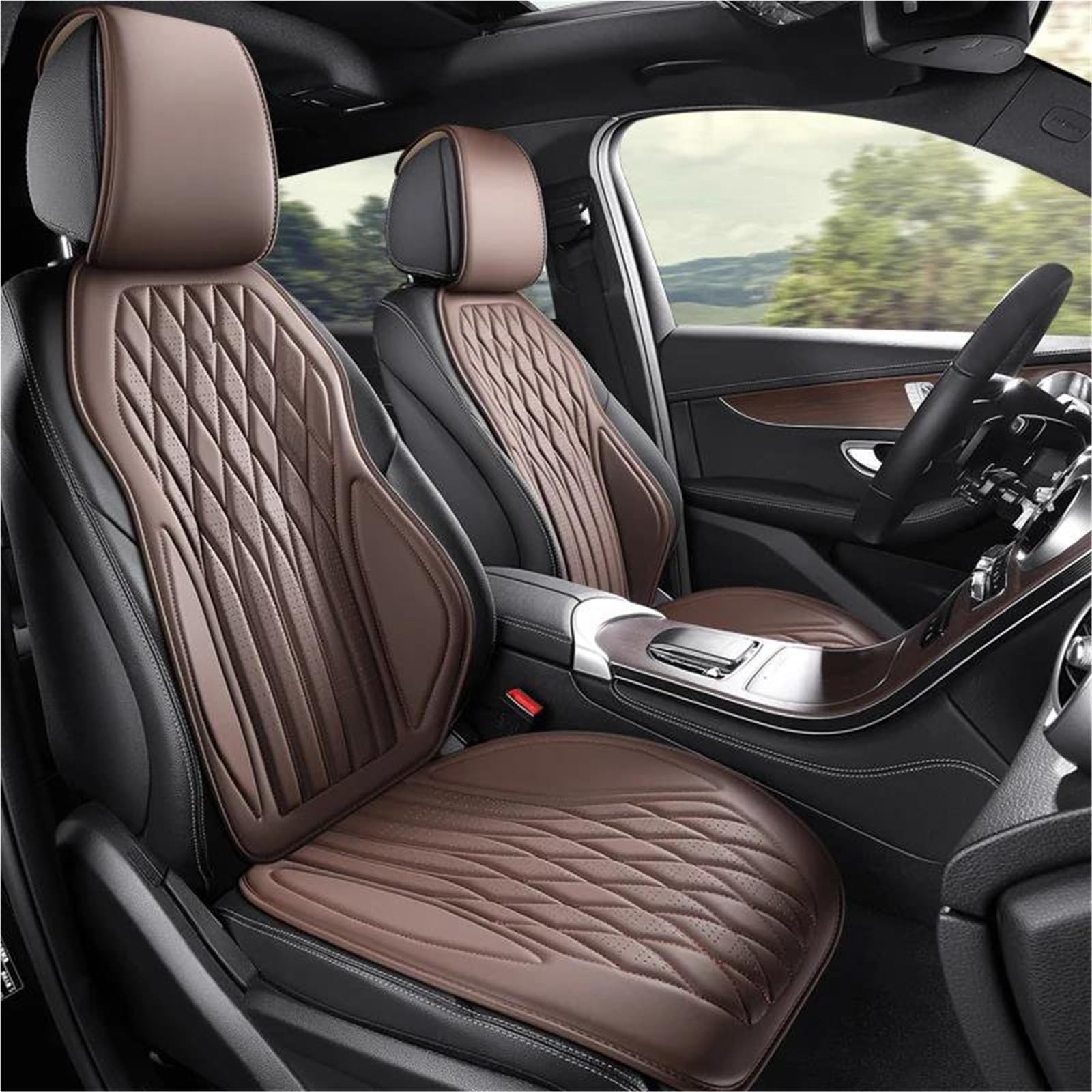 Housse de siège de voiture en cuir de luxe marron pour rafraîchir l'intérieur de votre Wish
