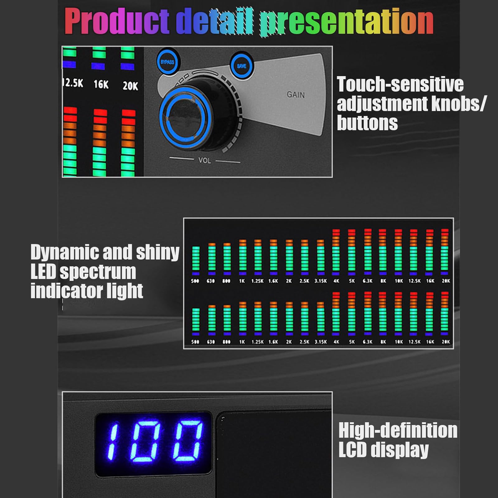 Ecualizador GráFico Profesional, Ecualizador De Audio Digital (Agudos, Medios, Graves), Pantalla De Espectro Dual De 31 Bandas, 10 Efectos Preestablecidos, Para Presentaciones En Escenarios De KTV