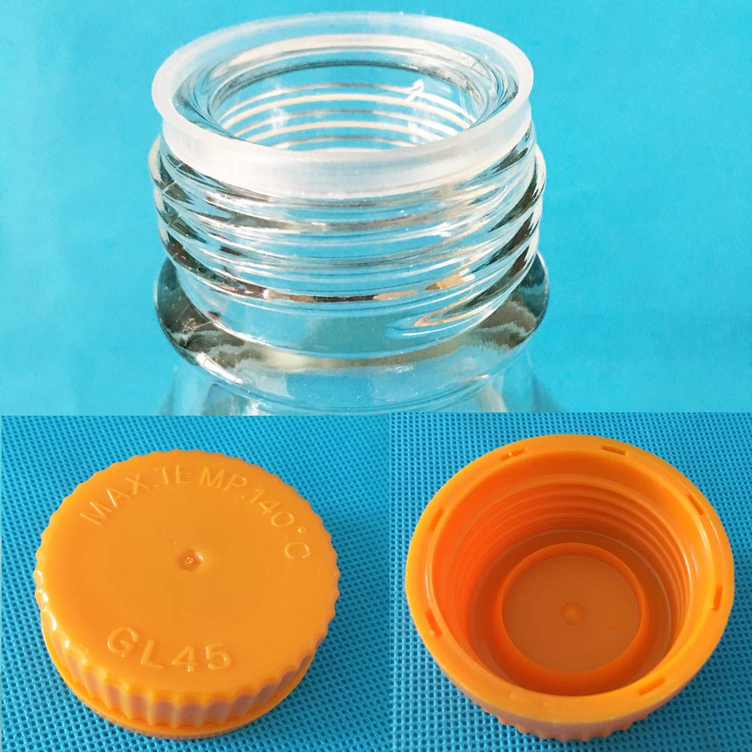 1 Stück GL45 Erlenmeyerkolben mit Schraubverschluss – Reagenzflasche aus Borosilikatglas (250 ml–5000 ml) mit tropffreiem Ausgießring(3000ml)