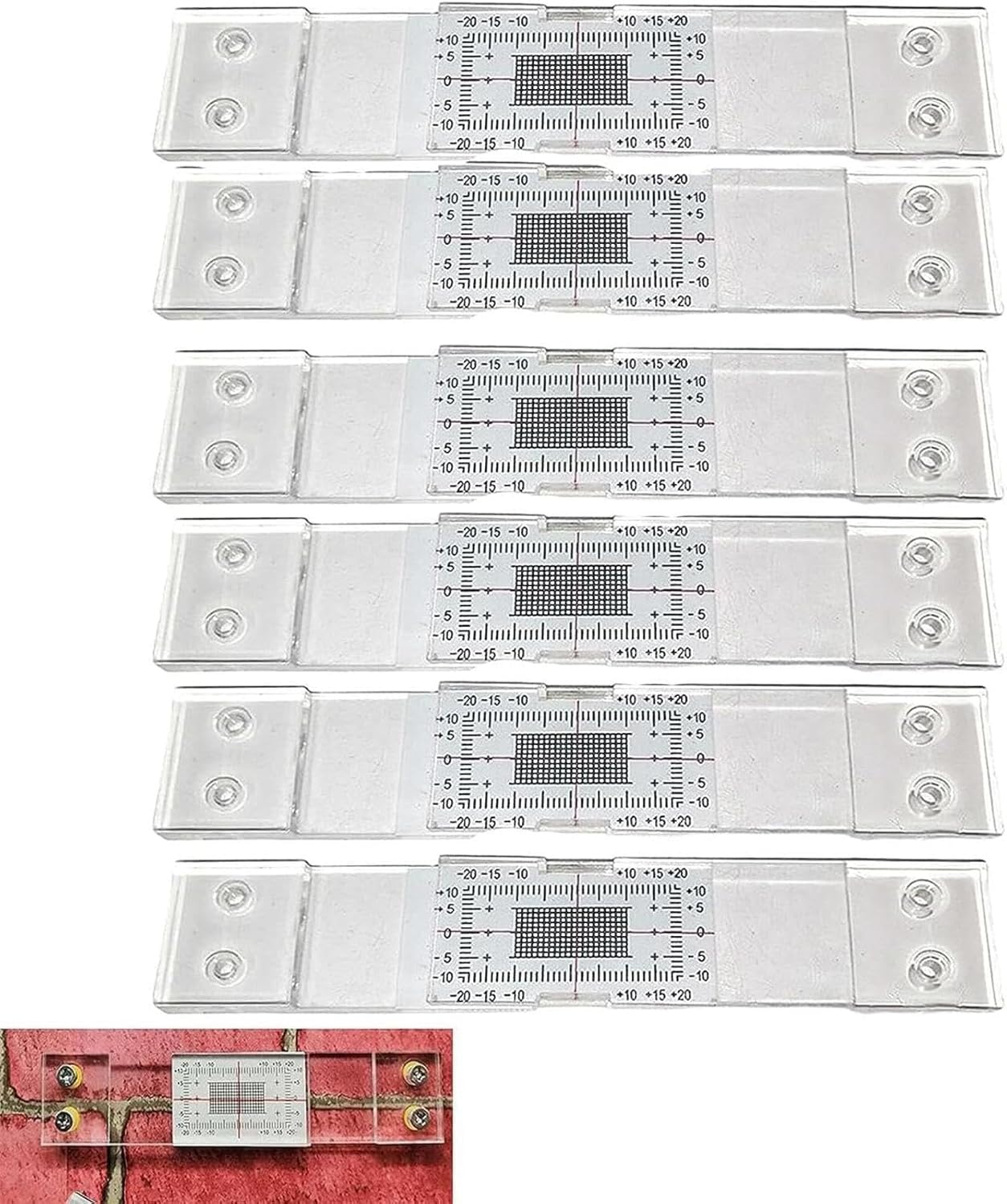 6 Pcs Crack Gauge Instrument Crack Measuring Instrument Accurate Crack Recording Tool Crack Measurement Tool Standard Crack Monitoring Device-Xian