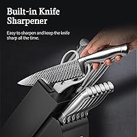 Vista 5 de Knife Set, Emojoy 15 Pieces Kitchen Knife Block Set with Built-in Sharpener, High Carbon Stainless Steel Sharp Knife Block Set with Hollow Handle