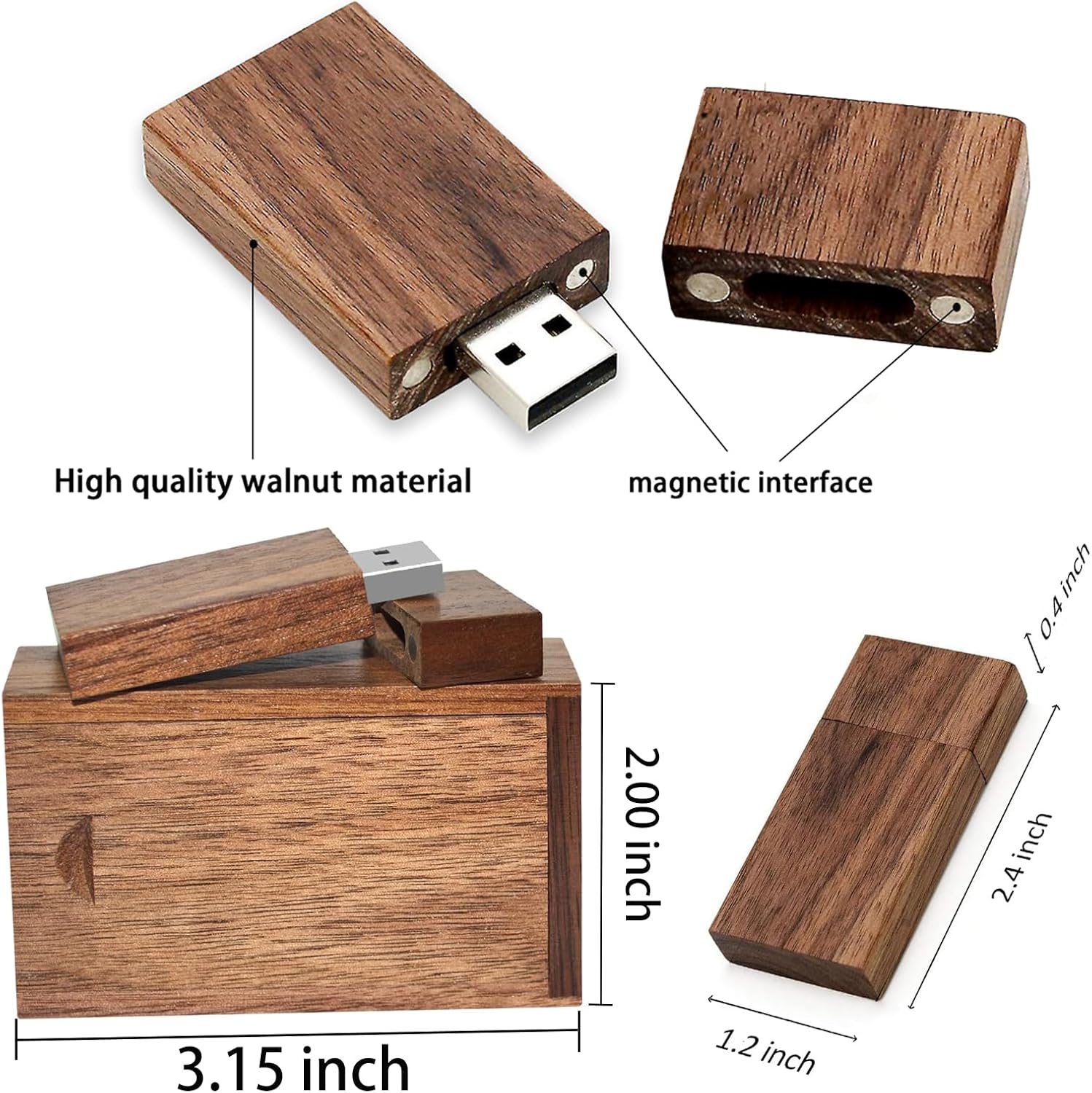 Wood USB Flash Drive with Wooden Gift Box TATMOHIK 32GB USB 3.0 Wedding Wood Flash Drive Box Walnut Wooden Thumb Drive for Keepsakes for Wedding/Birthday/Valentines Day