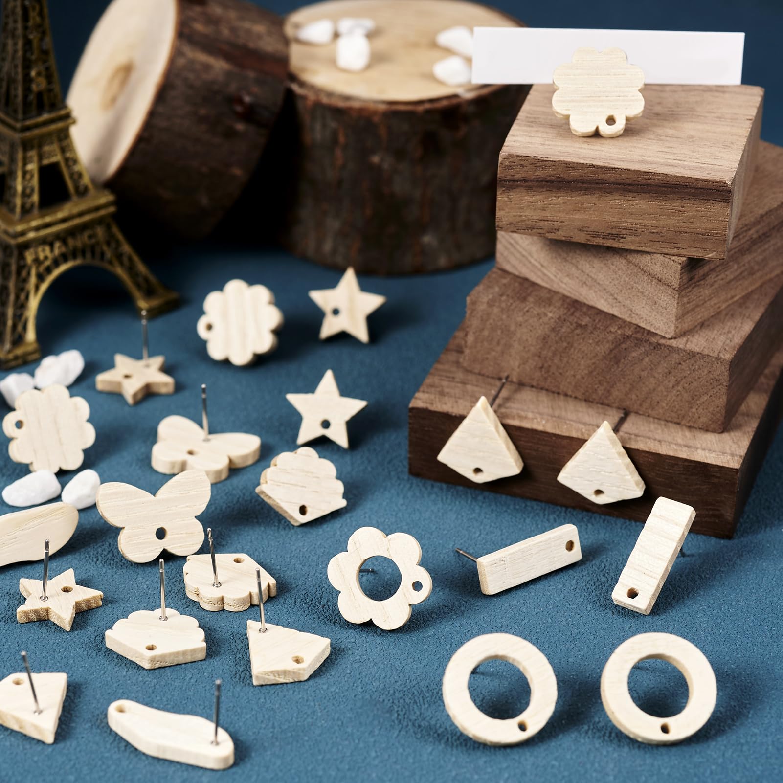 COHEALI 120 Stuks Geometrische Houten Oorstekers Lege